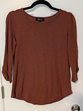 BCX Women's Long Sleeve Scoop Neck Top - Rust